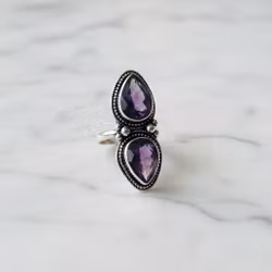 Statement ring Ametist silver
