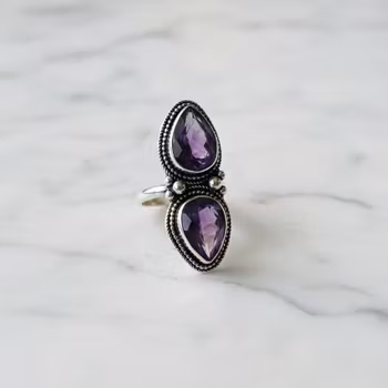 Statement ring Ametist silver
