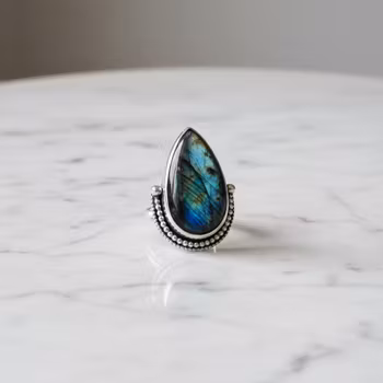 Stor Labradorit ring silver