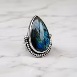 Stor Labradorit ring silver