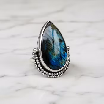 Stor Labradorit ring silver