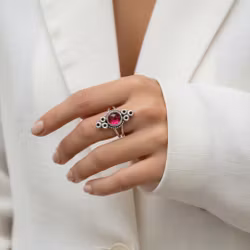 Silverring rosa Kvarts kristall