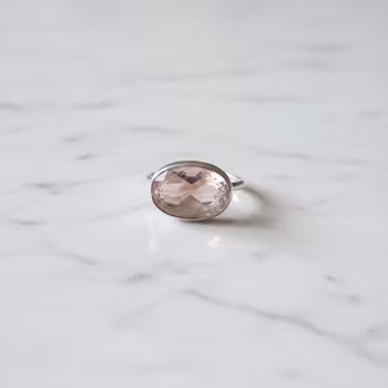 Rosenkvarts ring silver