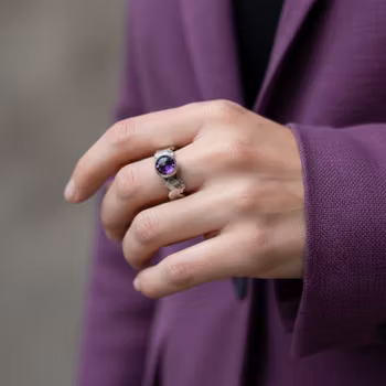 Bred Ametist ring silver