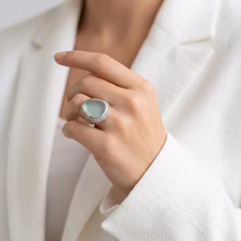 Stor Sjöglas ring silver