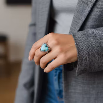 Silverring med hjärta Turkos