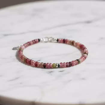 Vattenmelon Turmalin armband silver