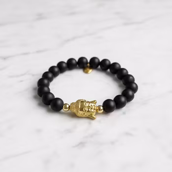 Svart pärlarmband Buddha
