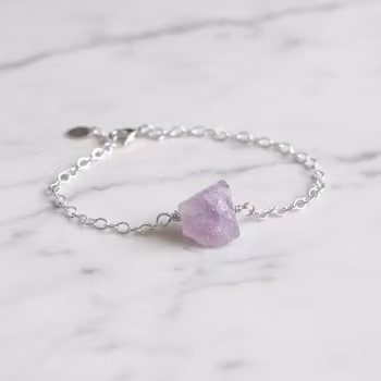 Rå Ametist armband silver