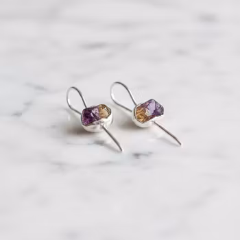 Rå Ametrin örhängen silver