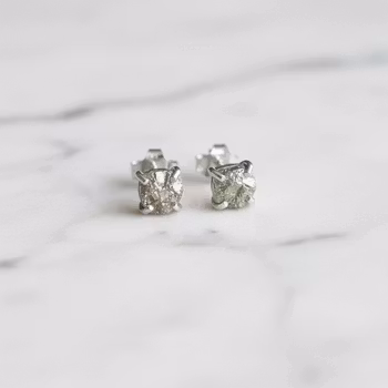 Örhängen rå Pyrit silver