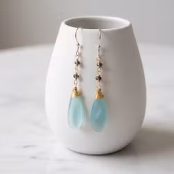 Turkosa Kalcedon örhängen guld