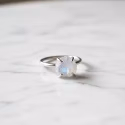 Rå Månsten ring silver