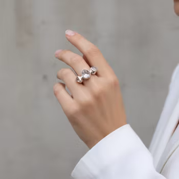 Rå klar kristallring silver