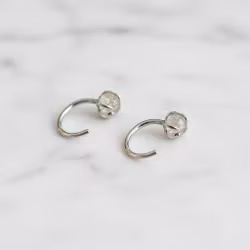 Silverörhängen huggies rå Rutilerad kvarts