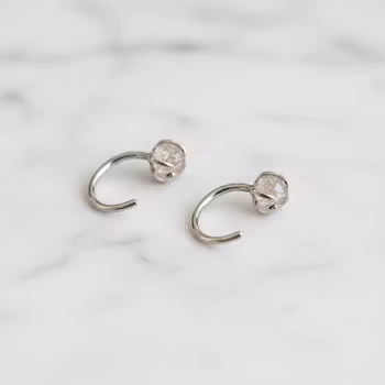 Silverörhängen huggies rå Rutilerad kvarts