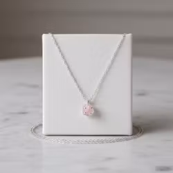 Rå Rosenkvarts halsband silver