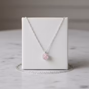 Rå Rosenkvarts halsband silver