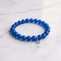 Blå Jade armband med Peace berlock herr