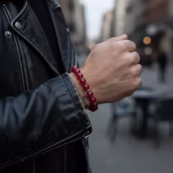 Rött Jade armband med kors herr