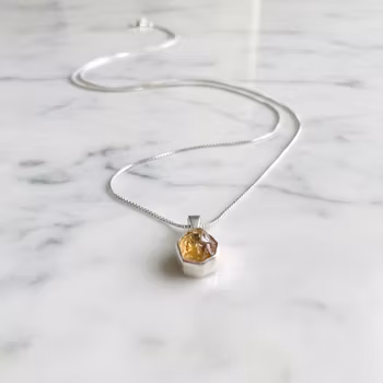 Rå Citrin halsband silver