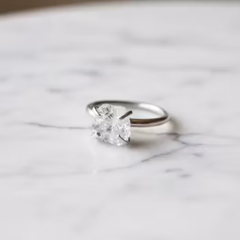 Rå klar kvarts kristall ring silver