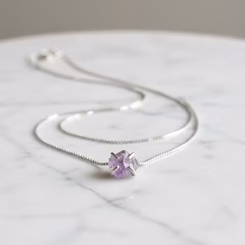 Rå Ametist halsband silver
