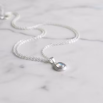 Regnbågsmånsten halsband silver