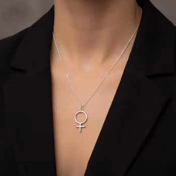 Silverhalsband med symbol kvinna
