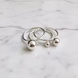 3-pack silverringar med kula