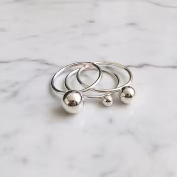 3-pack silverringar med kula