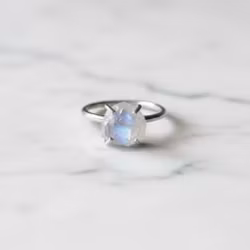 Rå Månsten ring silver