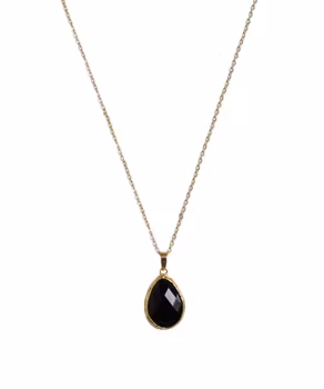 Guldpläterat halsband med svart Onyx