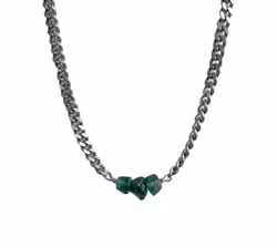 Pansarlänk halsband med gröna Apatiter