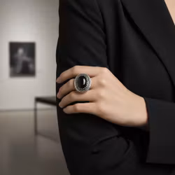 Silverring stor svart Onyx