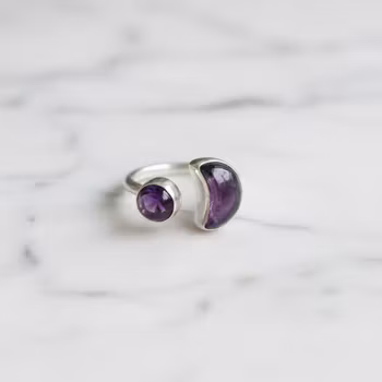 Silverring med Ametist halvmåne