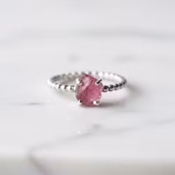 Rosa rå Turmalin ring silver