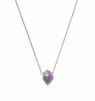 Guldpläterat halsband med rå Ametist sten