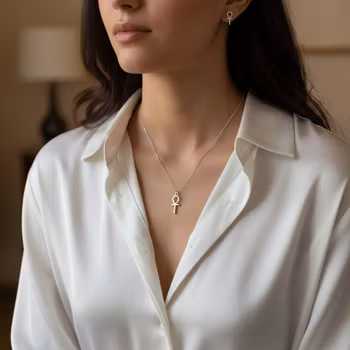 Silversmycken Ankh kors set