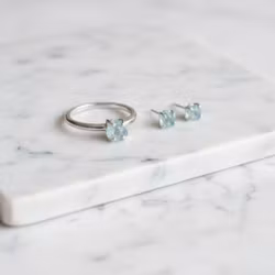 Rå Akvamarin smycken set