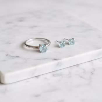 Rå Akvamarin smycken set