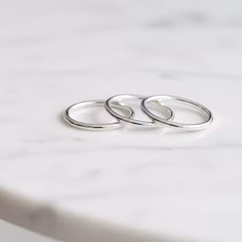 3-pack släta silverringar