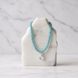 Blå apatit halsband silver