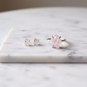 Rosenkvarts smycken set