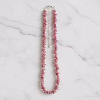Rosa rå Turmalin halsband silver