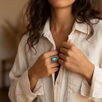 Turkos ring 925 silver