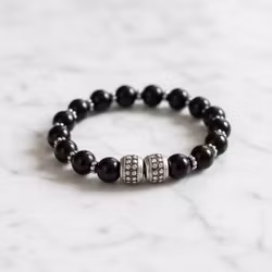 Killarmband svarta pärlor