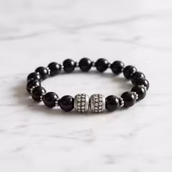 Killarmband svarta pärlor