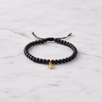 Svart trä armband med ankare herr