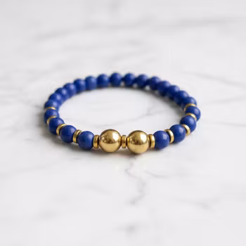 Royalblått pärlarmband herr